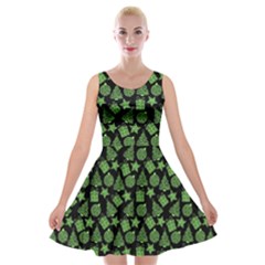 Christmas Pattern Gif Star Tree Happy Green Velvet Skater Dress by Alisyart