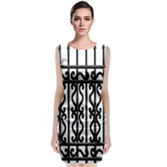 Inspirative Iron Gate Fence Grey Black Sleeveless Velvet Midi Dress by Alisyart