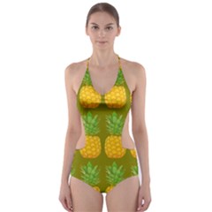 Fruite Pineapple Yellow Green Orange Cut-out One Piece Swimsuit