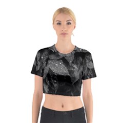 Black And White Leaves Photo Cotton Crop Top by dflcprintsclothing
