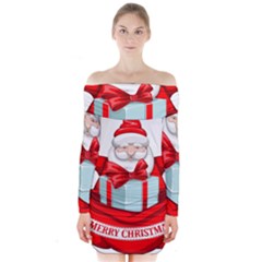 Merry Christmas Santa Claus Long Sleeve Off Shoulder Dress by Alisyart