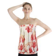 Pattern Flower Red Plaid Green Strapless Top