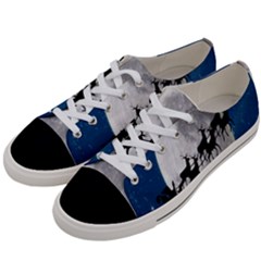 Santa Claus Christmas Fly Moon Night Blue Sky Women s Low Top Canvas Sneakers