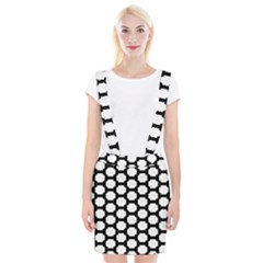Tile Pattern Black White Braces Suspender Skirt by Alisyart