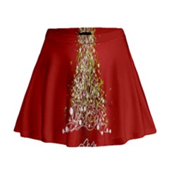 Tree Merry Christmas Red Star Mini Flare Skirt by Alisyart