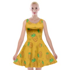 Fruit Pineapple Yellow Green Velvet Skater Dress by Alisyart