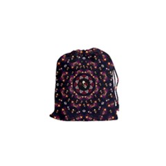 Floral Skulls In The Darkest Environment Drawstring Pouches (xs)  by pepitasart