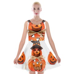 Funny Halloween Pumpkins Velvet Skater Dress by gothicandhalloweenstore