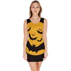 Bats Moon Night Halloween Black Bodycon Dress by Alisyart