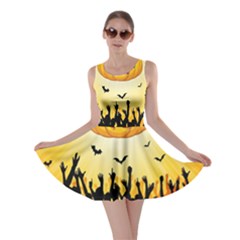 Halloween Pumpkin Bat Party Night Ghost Skater Dress by Alisyart