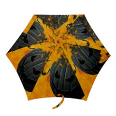 Halloween Pumpkin Bat Ghost Orange Black Smile Mini Folding Umbrellas