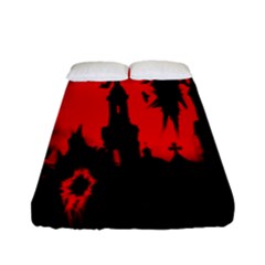 Big Eye Fire Black Red Night Crow Bird Ghost Halloween Fitted Sheet (full/ Double Size) by Alisyart