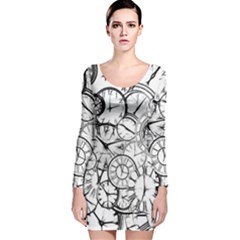 Time Clock Watches Time Of Long Sleeve Velvet Bodycon Dress by Celenk