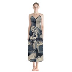 The Birth Of Christ Button Up Chiffon Maxi Dress by Valentinaart