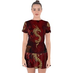 Wonderful Mystical Dragon, Vintage Drop Hem Mini Chiffon Dress by FantasyWorld7