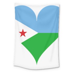 Heart Love Flag Djibouti Star Large Tapestry by Celenk