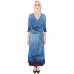 Blue Mountain Quarter Sleeve Wrap Maxi Dress by berwies