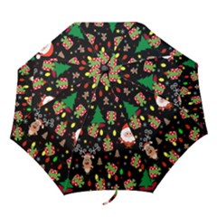 Santa And Rudolph Pattern Folding Umbrellas by Valentinaart