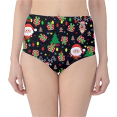 Santa And Rudolph Pattern High-waist Bikini Bottoms by Valentinaart