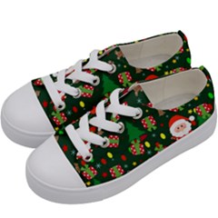 Santa And Rudolph Pattern Kids  Low Top Canvas Sneakers by Valentinaart
