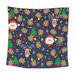 Santa And Rudolph Pattern Square Tapestry (large) by Valentinaart
