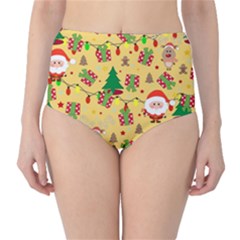 Santa And Rudolph Pattern High-waist Bikini Bottoms by Valentinaart