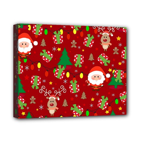 Santa And Rudolph Pattern Canvas 10  X 8  by Valentinaart
