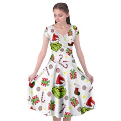 Grinch Pattern Cap Sleeve Wrap Front Dress by Valentinaart