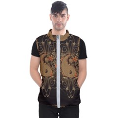 The Sign Ying And Yang With Floral Elements Men s Puffer Vest by FantasyWorld7