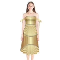 Gold8 Shoulder Tie Bardot Midi Dress by NouveauDesign
