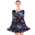 Galaxy Nebula Long Sleeve Velvet Skater Dress View1