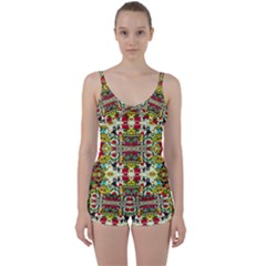 Chicken Monkeys Smile In The Floral Nature Looking Hot Tie Front Two Piece Tankini by pepitasart