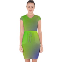 Pattern Capsleeve Drawstring Dress  by gasi