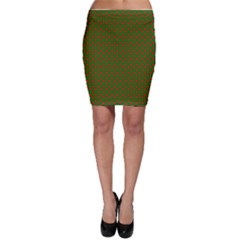 Large Red Christmas Hearts On Green Bodycon Skirt by PodArtist