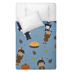 Pilgrims And Indians Pattern - Thanksgiving Duvet Cover Double Side (single Size) by Valentinaart