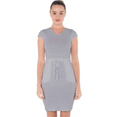 Grey And White Simulated Carbon Fiber Capsleeve Drawstring Dress  by PodArtist