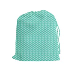 Tiffany Aqua Blue With White Lipstick Kisses Drawstring Pouches (extra Large) by PodArtist