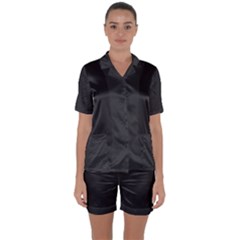 Simulated Black Carbon Fiber Steel Satin Short Sleeve Pyjamas Set by PodArtist