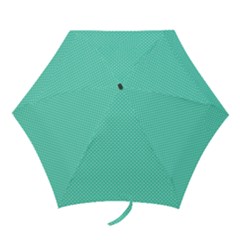 White Polkadot Hearts On Tiffany Aqua Blue  Mini Folding Umbrellas by PodArtist