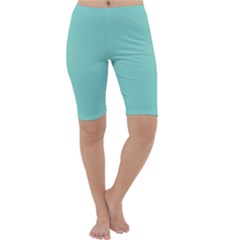 Tiffany Aqua Blue Puffy Quilted Pattern Cropped Leggings  by PodArtist