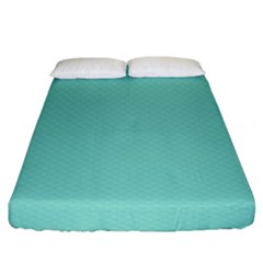 Tiffany Aqua Blue Puffy Quilted Pattern Fitted Sheet (king Size) by PodArtist