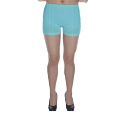 Classy Tiffany Aqua Blue Sailor Stripes Skinny Shorts by PodArtist