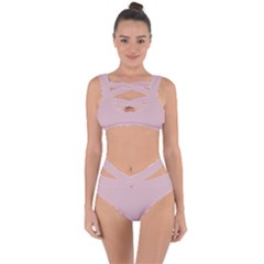Baby Pink Stitched And Quilted Pattern Bandaged Up Bikini Set  by PodArtist