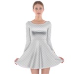 Bright White Stitched and Quilted Pattern Long Sleeve Skater Dress