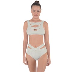 Rich Cream Stitched And Quilted Pattern Bandaged Up Bikini Set  by PodArtist