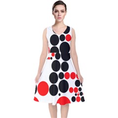 Pattern V-neck Midi Sleeveless Dress  by gasi