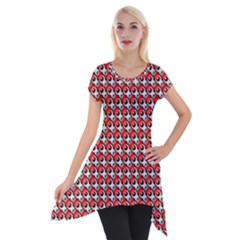 Pattern Short Sleeve Side Drop Tunic by gasi