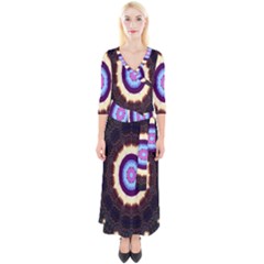 Mandala Art Design Pattern Quarter Sleeve Wrap Maxi Dress by Celenk