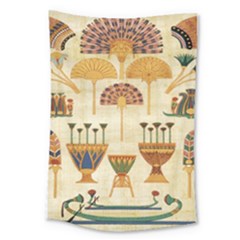 Egyptian Paper Papyrus Hieroglyphs Large Tapestry by Celenk