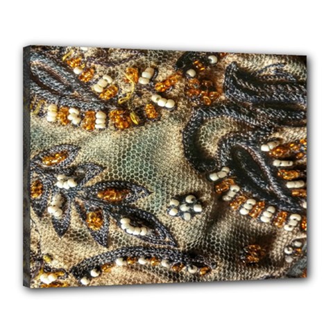 Texture Textile Beads Beading Canvas 20  X 16  by Celenk